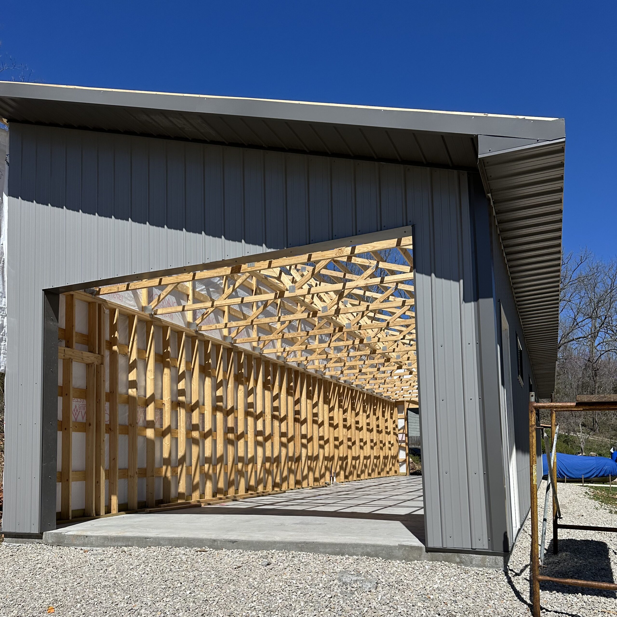 Outbuilding structural framing and concrete pour job by Williams Concrete