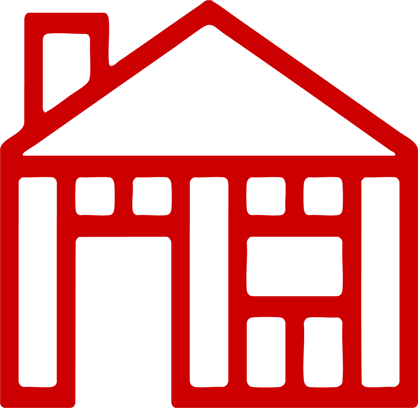 An icon showing a framed house structure